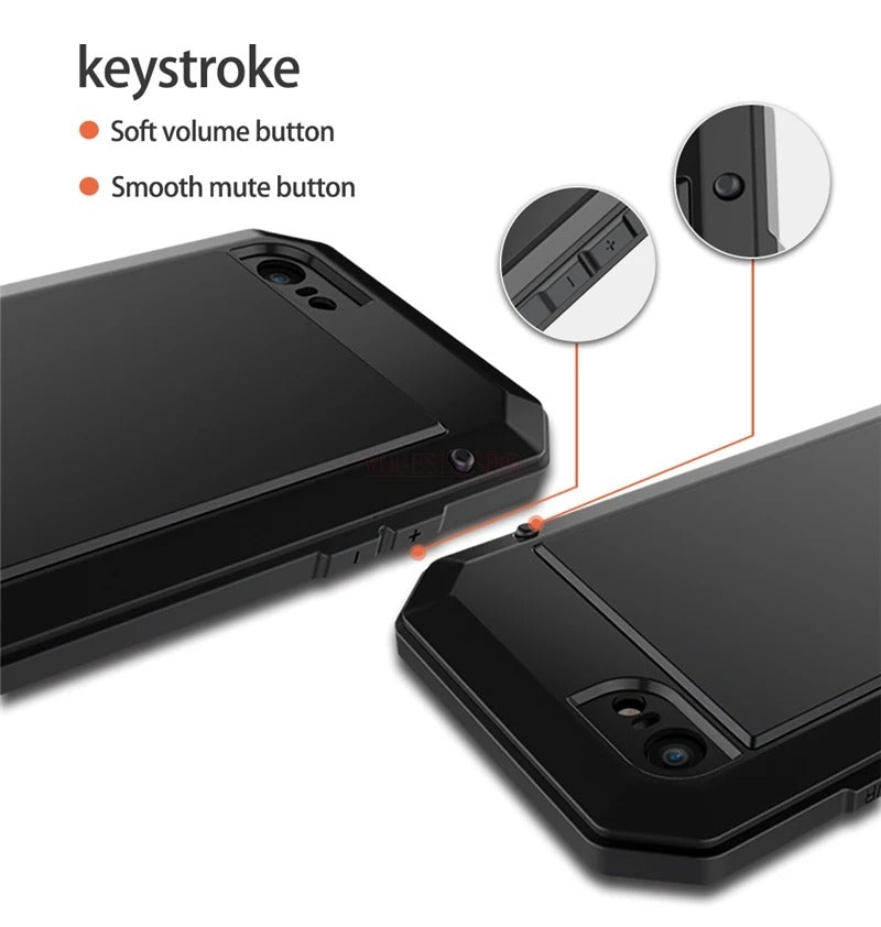 Luxury iPhone Case — Heavy-Duty Full-Coverage Aluminum Alloy Armor Protective Cover with Shockproof Waterproof Design