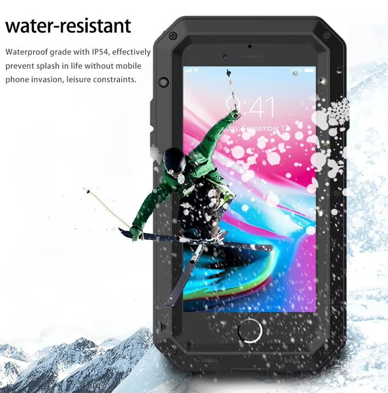 Luxury iPhone Case — Heavy-Duty Full-Coverage Aluminum Alloy Armor Protective Cover with Shockproof Waterproof Design