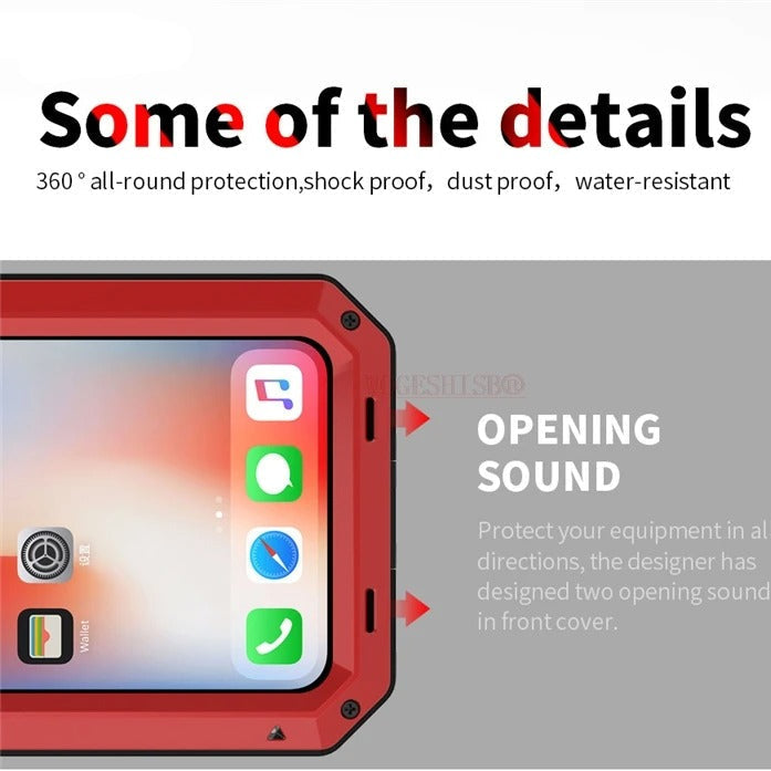 Luxury iPhone Case — Heavy-Duty Full-Coverage Aluminum Alloy Armor Protective Cover with Shockproof Waterproof Design