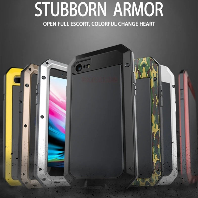 Luxury iPhone Case — Heavy-Duty Full-Coverage Aluminum Alloy Armor Protective Cover with Shockproof Waterproof Design