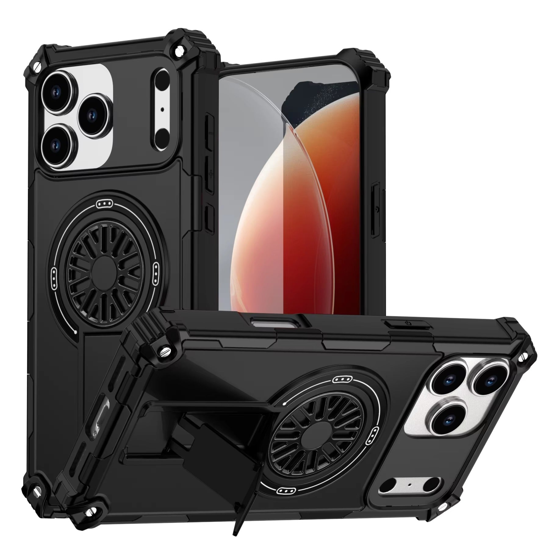 Luxury iPhone Case — Heavy-Duty Rugged Armor Magnetic MagSafe Wireless Charging Bracket Cover