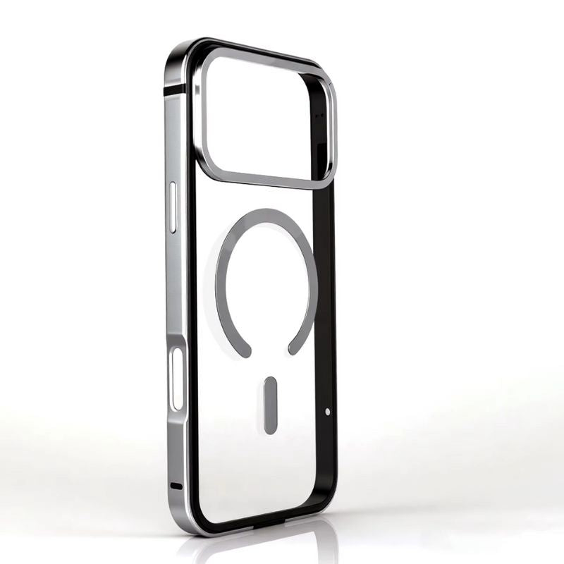 Luxury iPhone Case — High-End Metal Frame MagSafe Cover with HD Acrylic Backplate and Durable Shockproof Protective Design