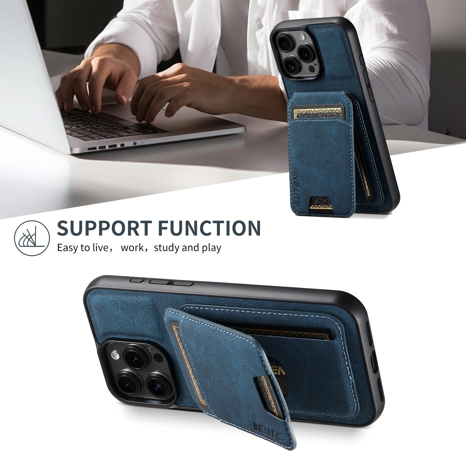 Luxury iPhone Case — Leather Magnetic Wallet Cover with Card Holder Pocket, Non-Slip Anti-Scratch Protection & Slim Business Design