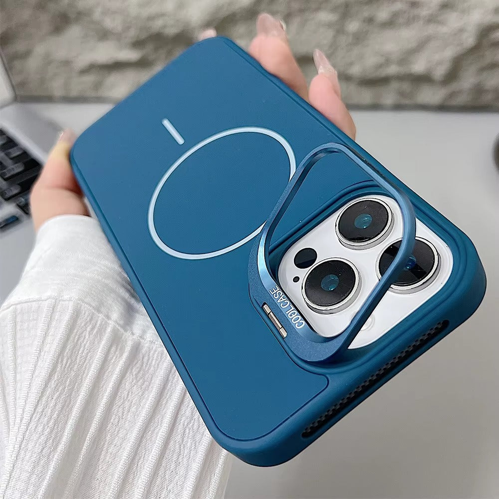 Luxury iPhone Case — Lens Stand Magnetic PC Armor Cover with MagSafe Compatibility