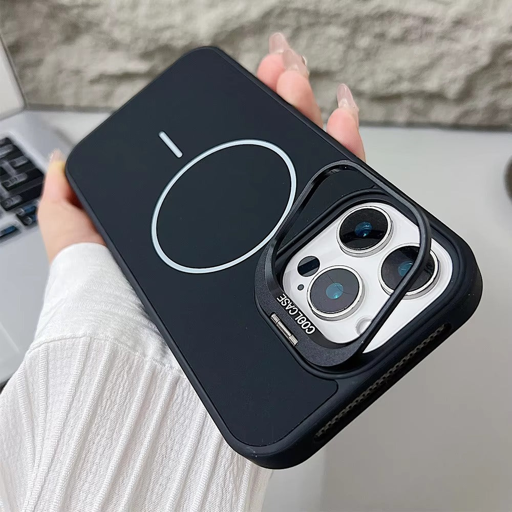 Luxury iPhone Case — Lens Stand Magnetic PC Armor Cover with MagSafe Compatibility