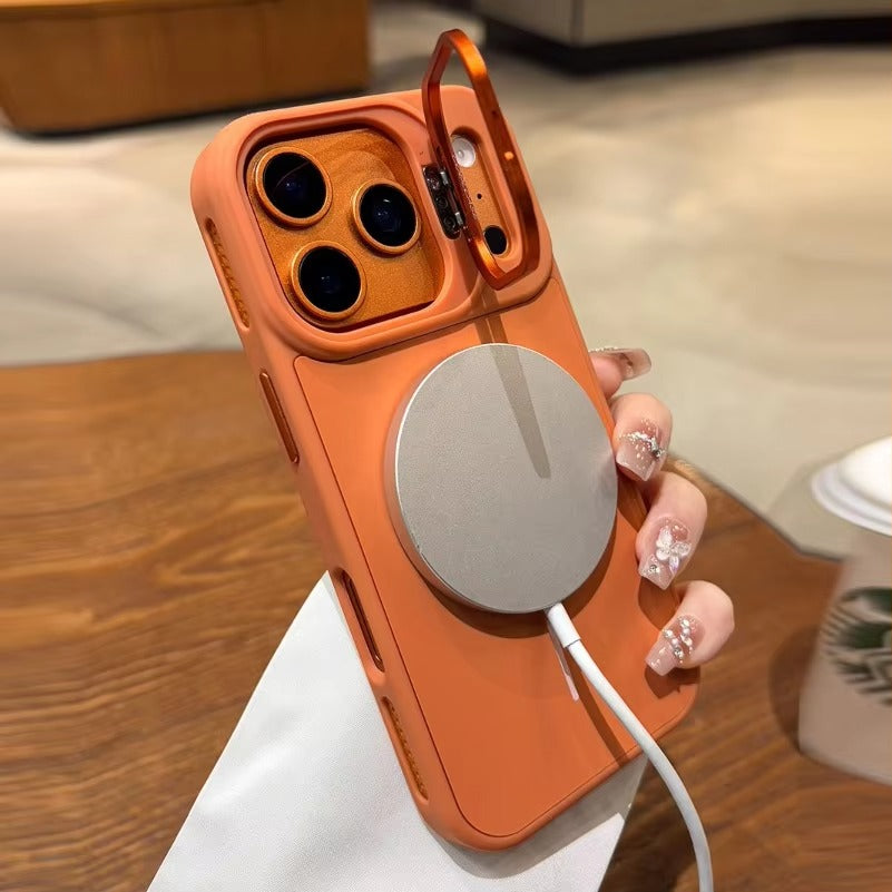 Luxury iPhone Case — Lens Stand Magnetic PC Armor Cover with MagSafe Compatibility