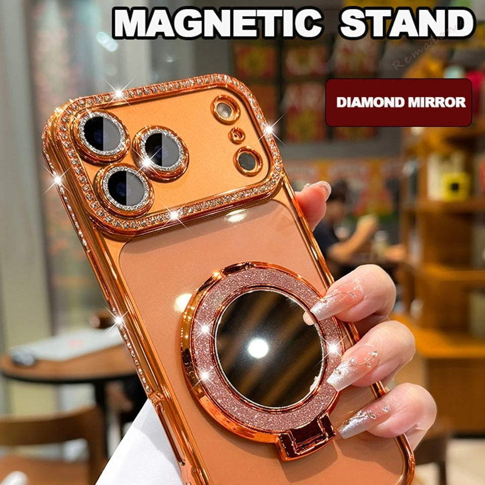 Luxury iPhone Case — MagSafe Diamond Mirror Glitter Cover with Transparent Soft Protection, Anti-Fingerprint Anti-Scratch Design and Non-Slip Finish