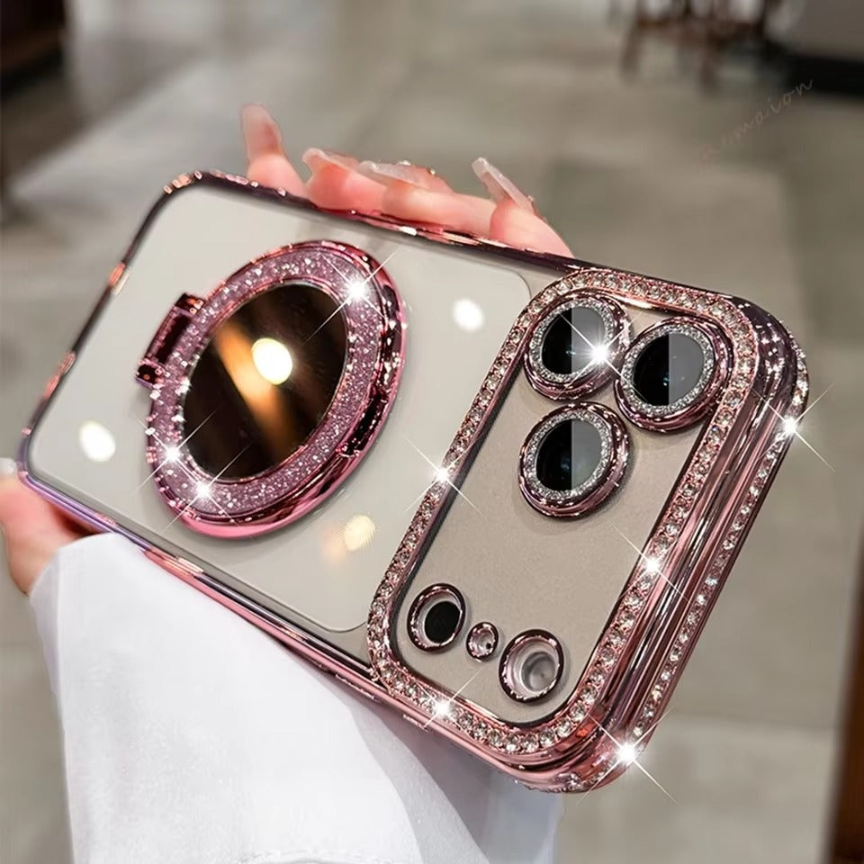 Luxury iPhone Case — MagSafe Diamond Mirror Glitter Cover with Transparent Soft Protection, Anti-Fingerprint Anti-Scratch Design and Non-Slip Finish