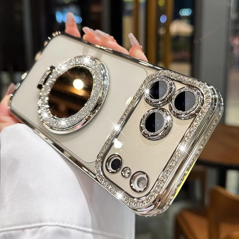 Luxury iPhone Case — MagSafe Diamond Mirror Glitter Cover with Transparent Soft Protection, Anti-Fingerprint Anti-Scratch Design and Non-Slip Finish
