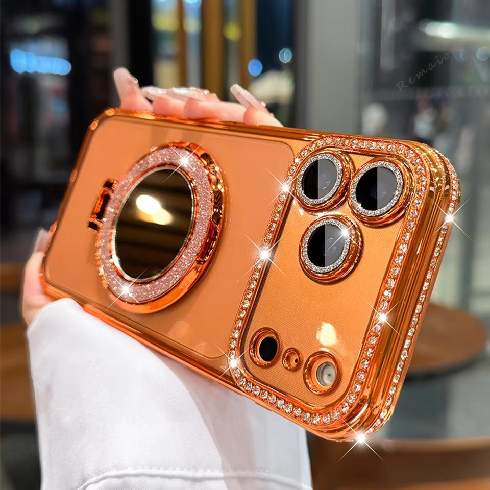 Luxury iPhone Case — MagSafe Diamond Mirror Glitter Cover with Transparent Soft Protection, Anti-Fingerprint Anti-Scratch Design and Non-Slip Finish