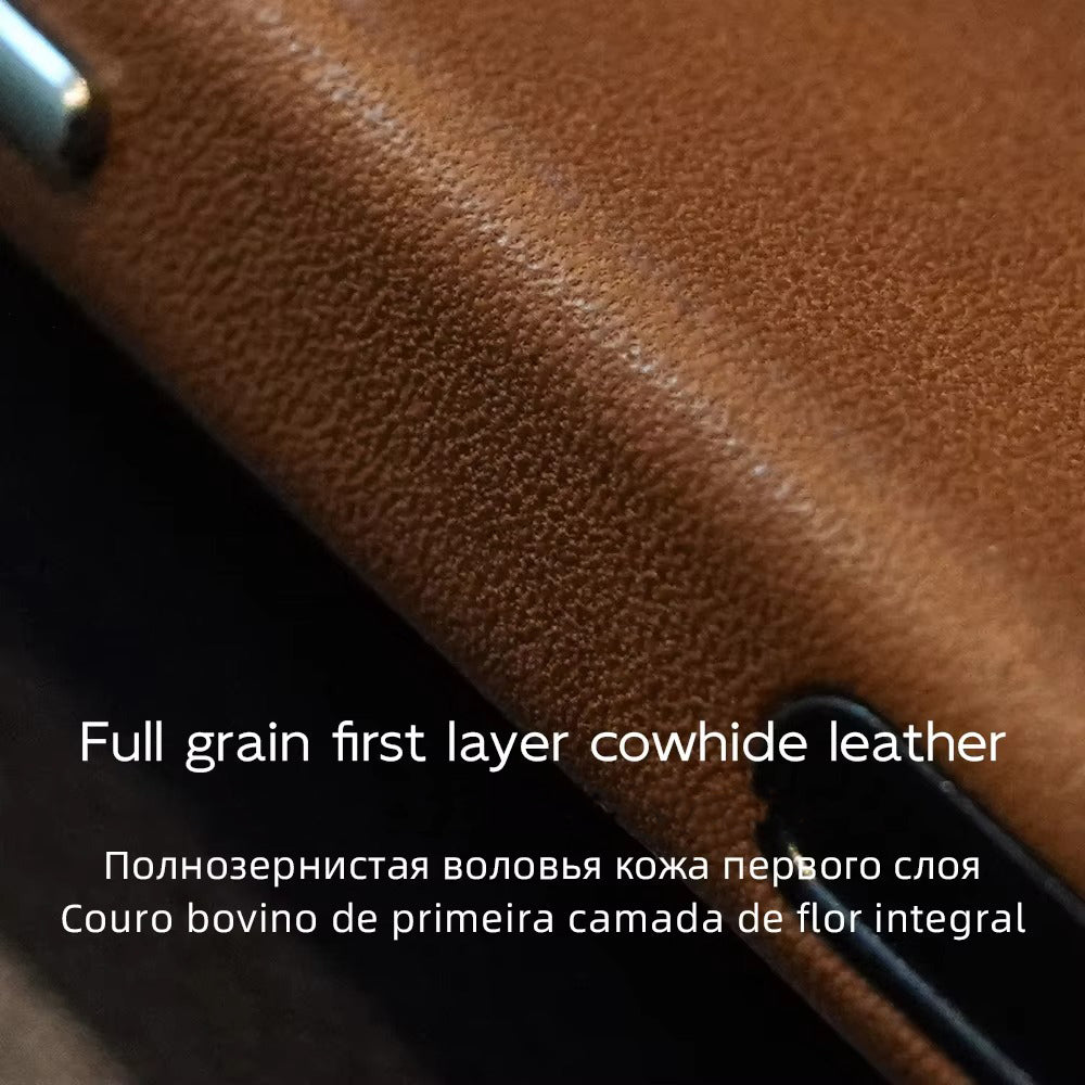 Luxury iPhone Case — MagSafe Genuine Cowhide Leather Cover with Retro Full-Body Design and Anti-Fingerprint Magnetic Protection