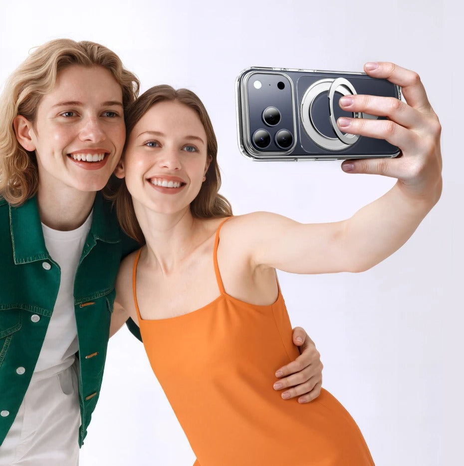 Luxury iPhone Case — MagSafe Magnetic 360° Rotating Stand Cover with PC+TPU Protection, Anti-Fingerprint Non-Slip Design and Dustproof Transparent Finish