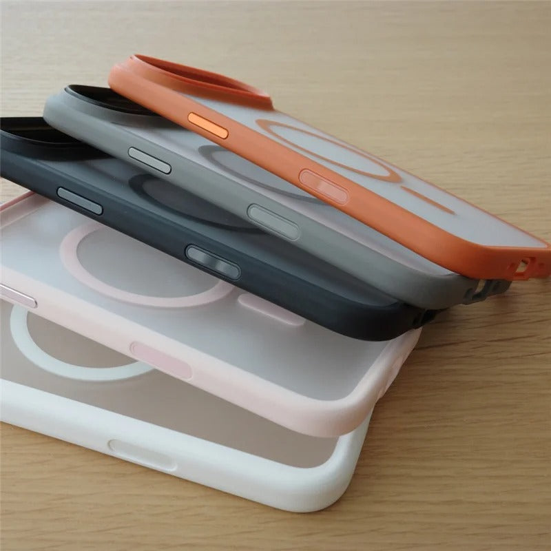 Luxury iPhone Case — MagSafe Magnetic TPU+PC Shockproof Cover with Camera Button and Anti-Fingerprint Matte Finish