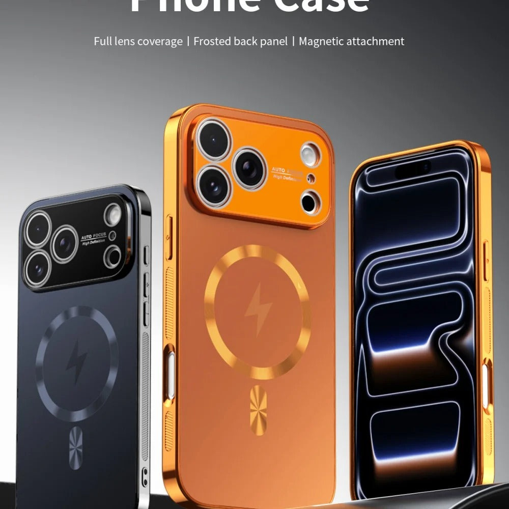 Luxury iPhone Case — MagSafe Matte Plating Cover with Full-Lens Protection, Shockproof Anti-Fingerprint Design and Non-Slip Dustproof Finish