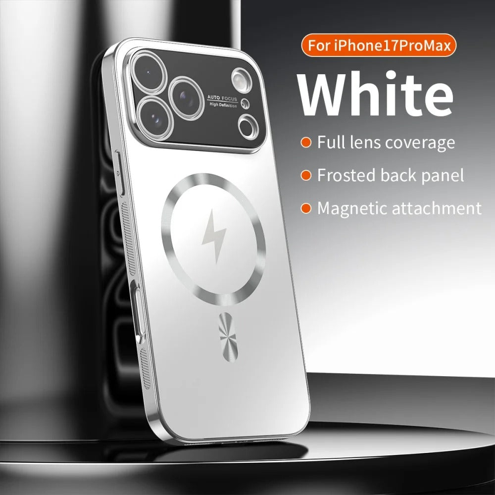 Luxury iPhone Case — MagSafe Matte Plating Cover with Full-Lens Protection, Shockproof Anti-Fingerprint Design and Non-Slip Dustproof Finish