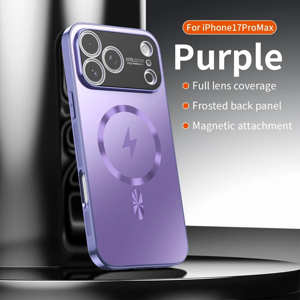 Luxury iPhone Case — MagSafe Matte Plating Cover with Full-Lens Protection, Shockproof Anti-Fingerprint Design and Non-Slip Dustproof Finish