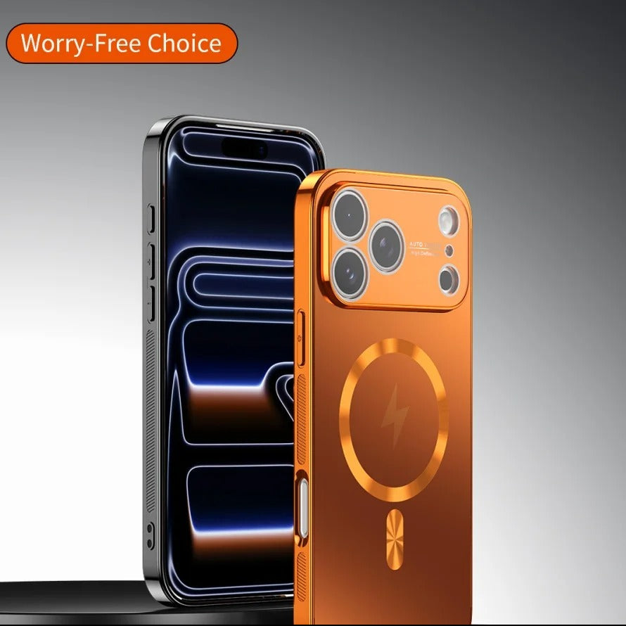 Luxury iPhone Case — MagSafe Matte Plating Cover with Full-Lens Protection, Shockproof Anti-Fingerprint Design and Non-Slip Dustproof Finish