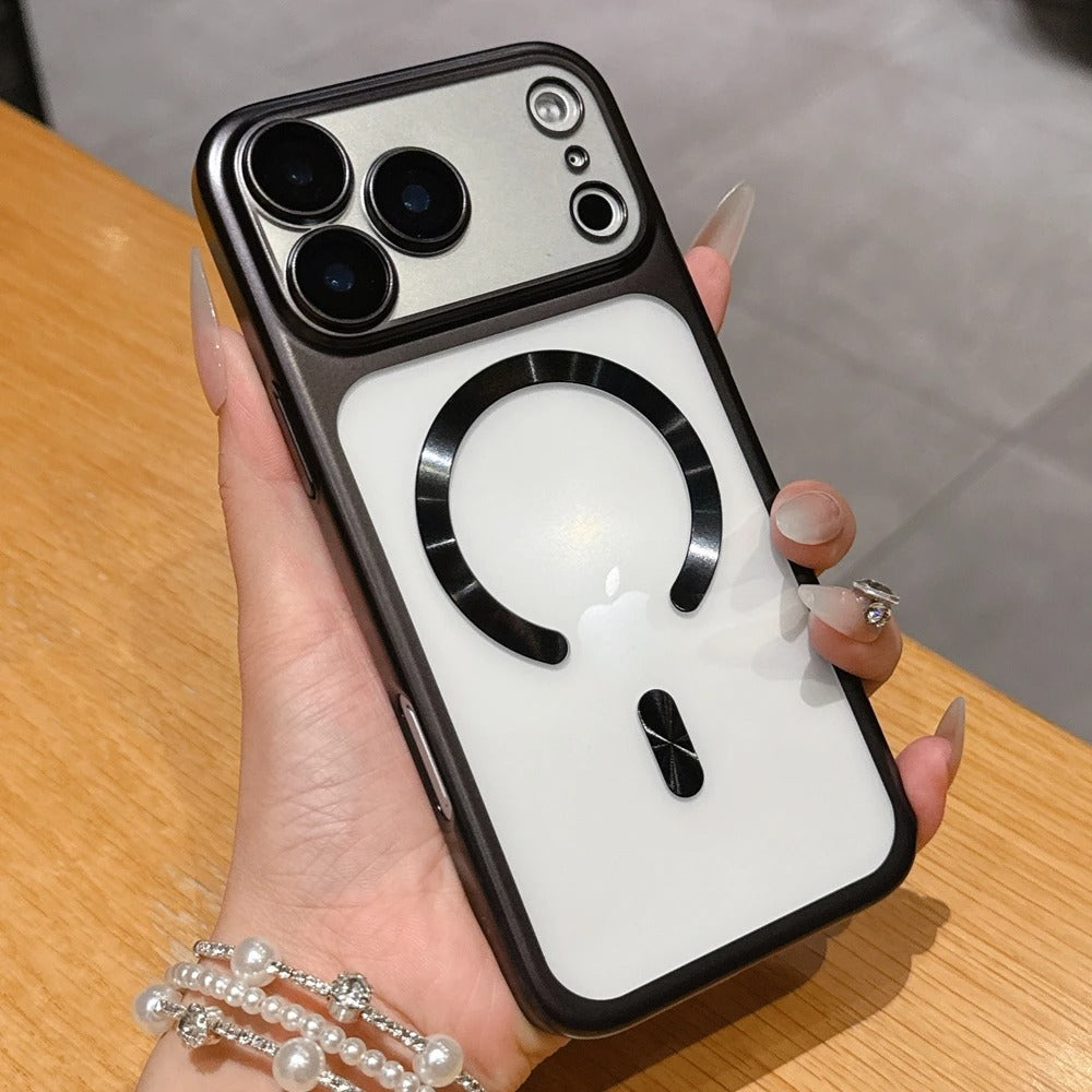 Luxury iPhone Case — MagSafe Matte Plating Translucent Silicone Cover with Shockproof Protection, Lens Film Guard, Anti-Fingerprint Non-Slip Design
