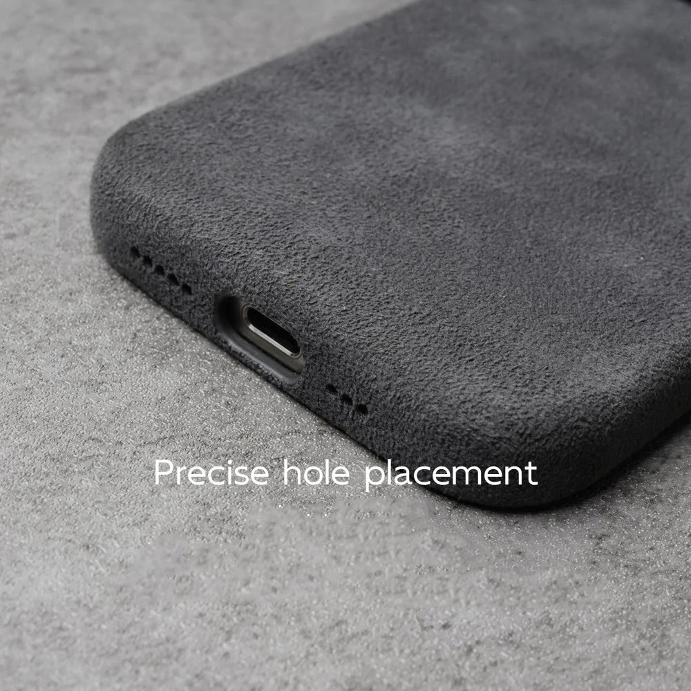 Luxury iPhone Case — MagSafe Suede Leather Cover with Supercar-Inspired Interior Design, Anti-Fingerprint Matte Finish and Non-Slip Protection