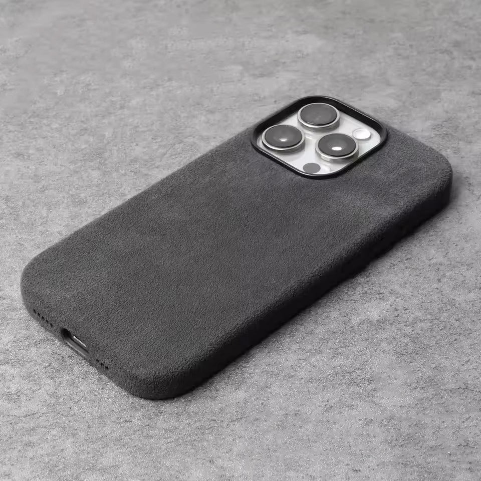 Luxury iPhone Case — MagSafe Suede Leather Cover with Supercar-Inspired Interior Design, Anti-Fingerprint Matte Finish and Non-Slip Protection