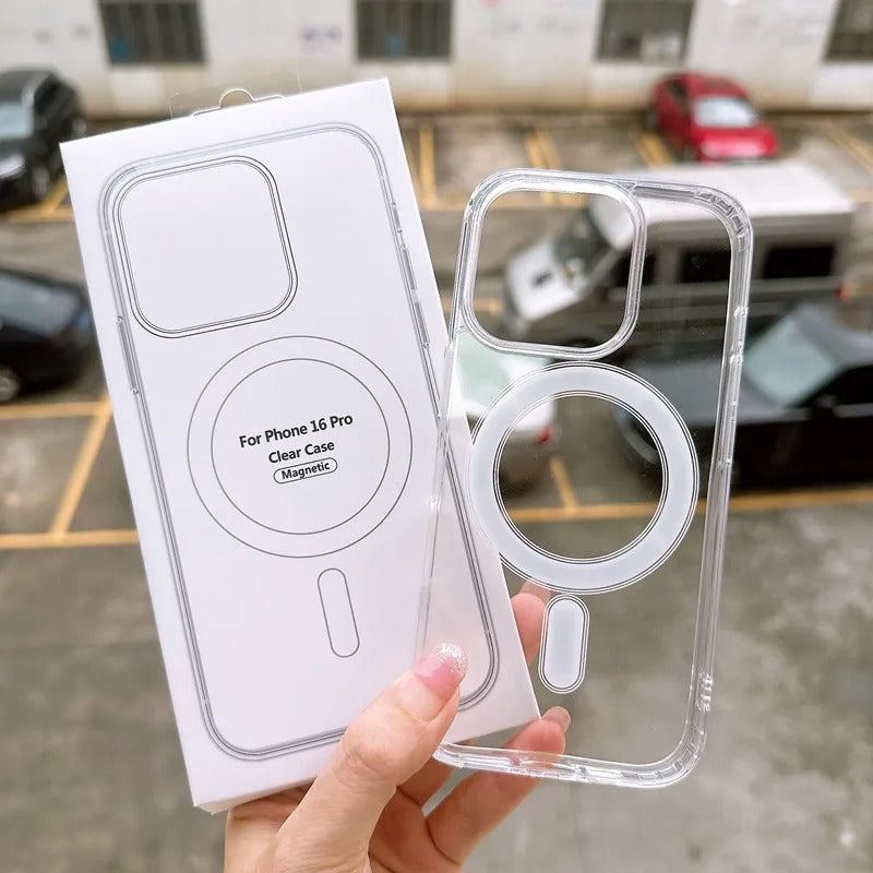 Luxury iPhone Case — MagSafe Transparent Shockproof PC Cover with Anti-Fingerprint Anti-Scratch Dustproof Slim-Fit Design