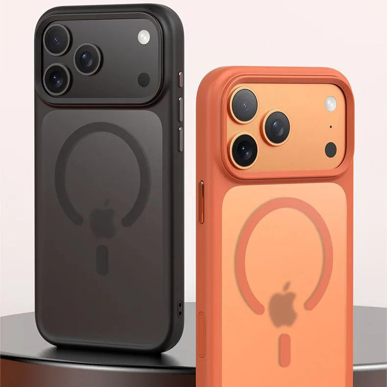 Luxury iPhone Case — MagSafe Transparent Soft Cover with Metal Buttons, Skin-Feel Matte Design, Shockproof Anti-Fingerprint Non-Slip Protection