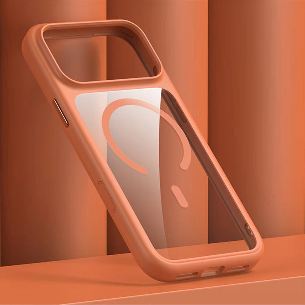 Luxury iPhone Case — MagSafe Transparent Soft Cover with Metal Buttons, Skin-Feel Matte Design, Shockproof Anti-Fingerprint Non-Slip Protection