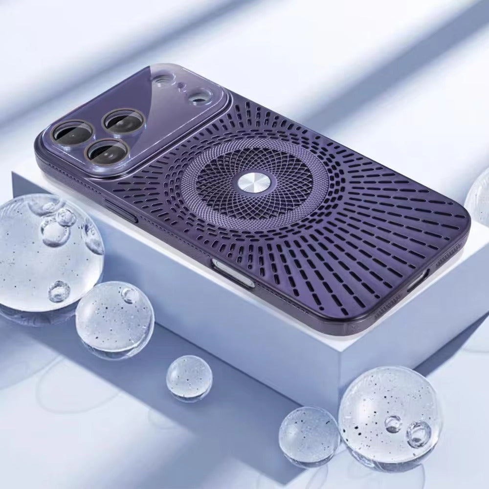 Luxury iPhone Case — Magnetic Breathable Hard Cover with Glass Lens Protection, Shockproof Matte Anti-Fingerprint Anti-Scratch Non-Slip Design