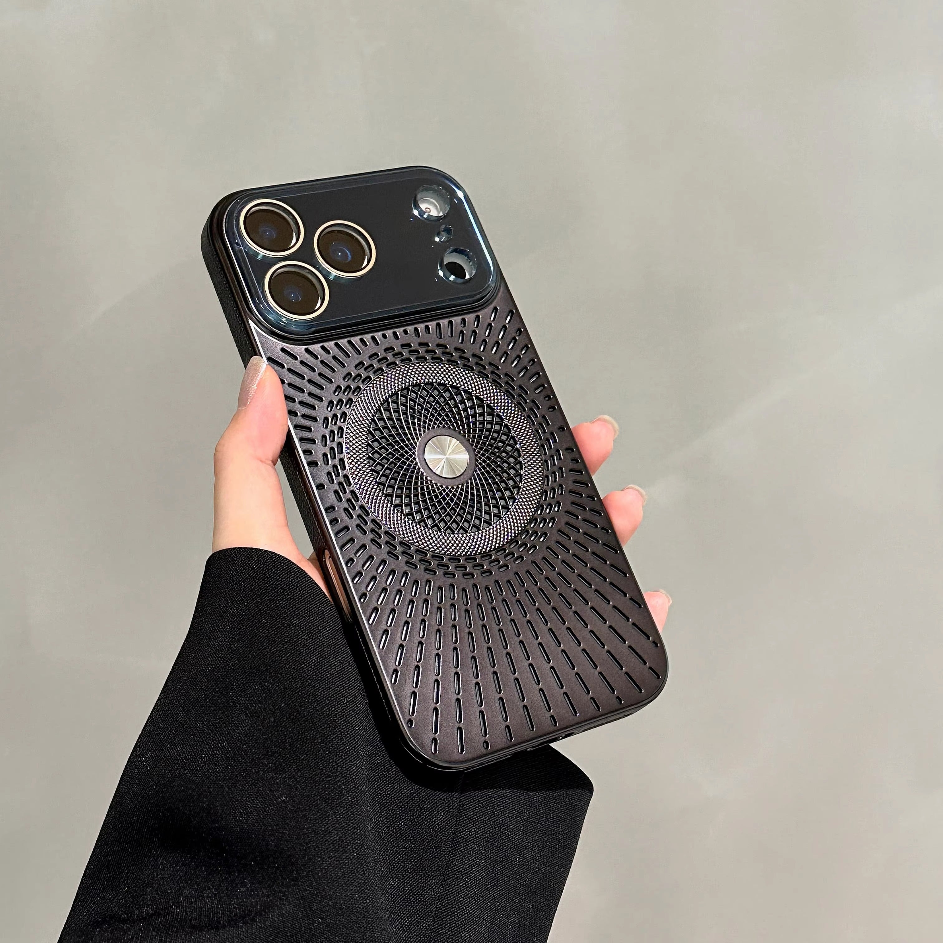 Luxury iPhone Case — Magnetic Breathable Hard Cover with Glass Lens Protection, Shockproof Matte Anti-Fingerprint Anti-Scratch Non-Slip Design