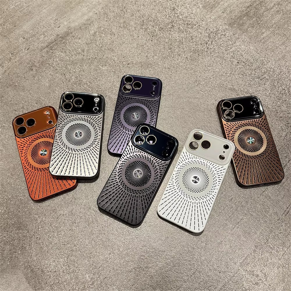 Luxury iPhone Case — Magnetic Breathable Hard Cover with Glass Lens Protection, Shockproof Matte Anti-Fingerprint Anti-Scratch Non-Slip Design