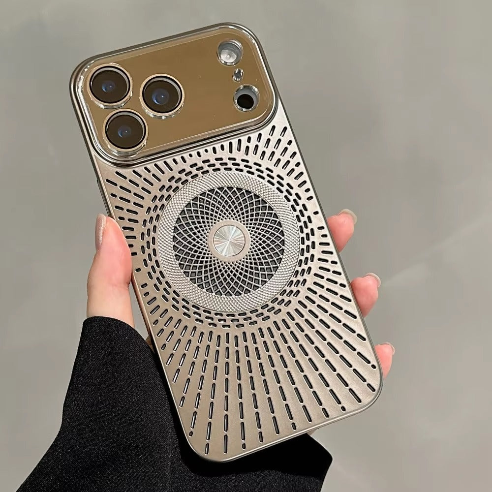 Luxury iPhone Case — Magnetic Breathable Hard Cover with Glass Lens Protection, Shockproof Matte Anti-Fingerprint Anti-Scratch Non-Slip Design