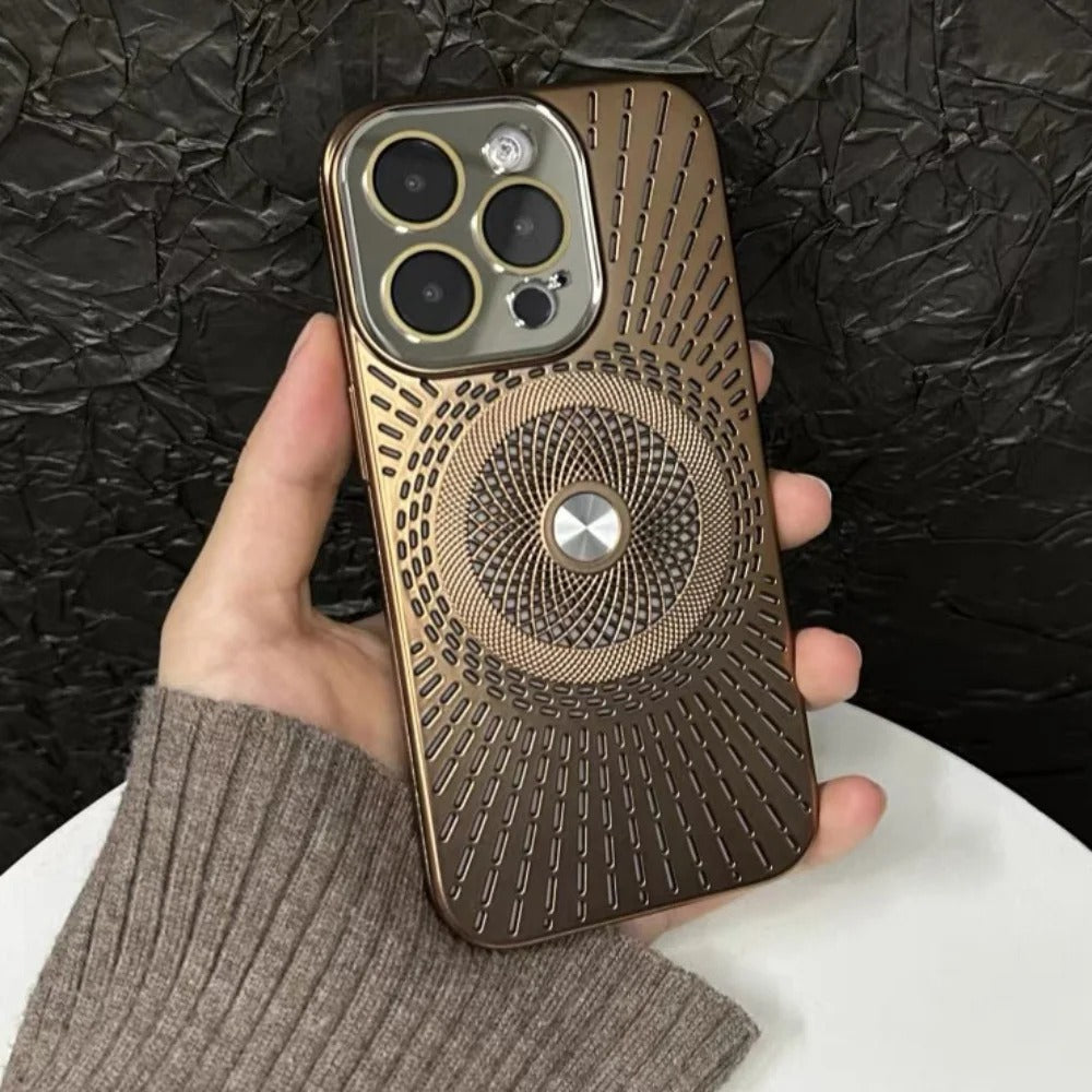 Luxury iPhone Case — Magnetic Breathable Hard Cover with Glass Lens Protection, Shockproof Matte Anti-Fingerprint Anti-Scratch Non-Slip Design