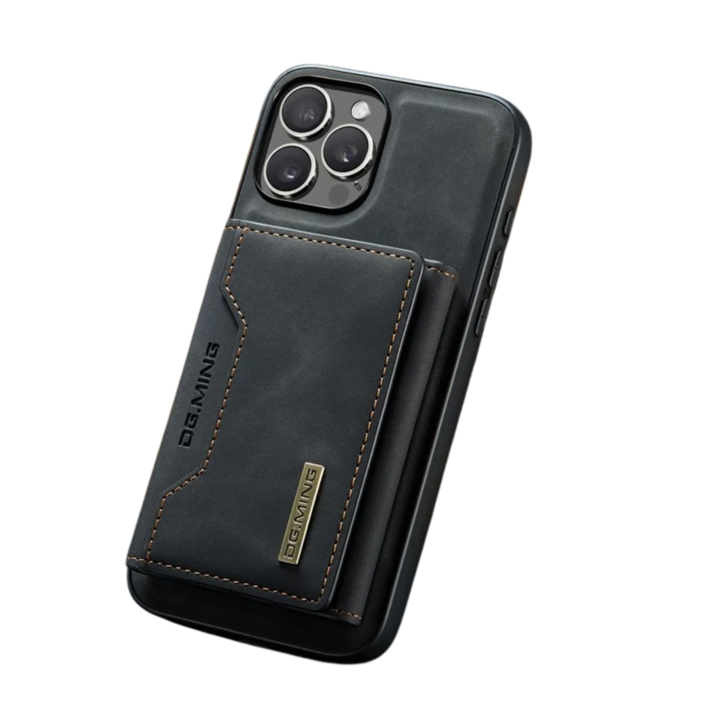 Luxury iPhone Case — Magnetic Leather Wallet Cover with Kickstand, Card & Money Holder, Half-Wrapped Protective Design