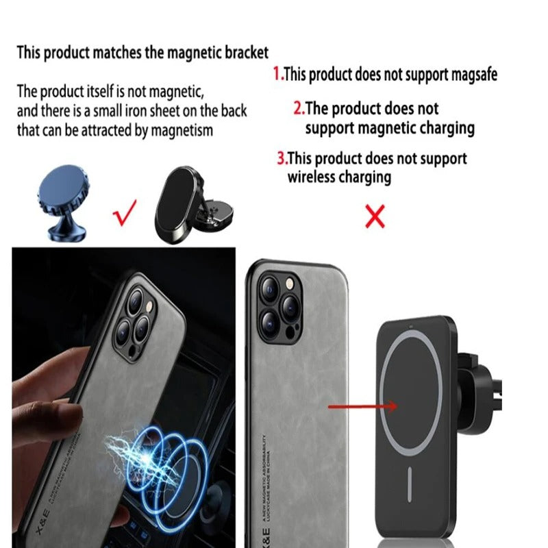 Luxury iPhone Case — Magnetic Sheepskin Leather Soft Bumper Cover with Shockproof Matte Anti-Fingerprint Design & Non-Slip Dustproof Protection