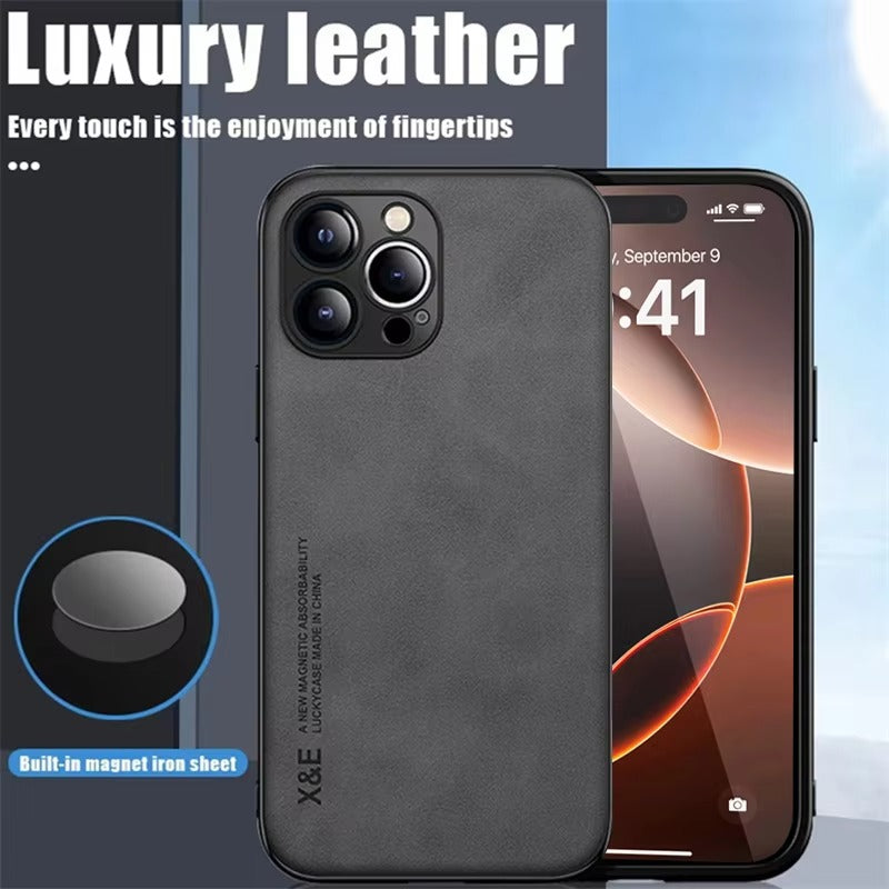 Luxury iPhone Case — Magnetic Sheepskin Leather Soft Bumper Cover with Shockproof Matte Anti-Fingerprint Design & Non-Slip Dustproof Protection