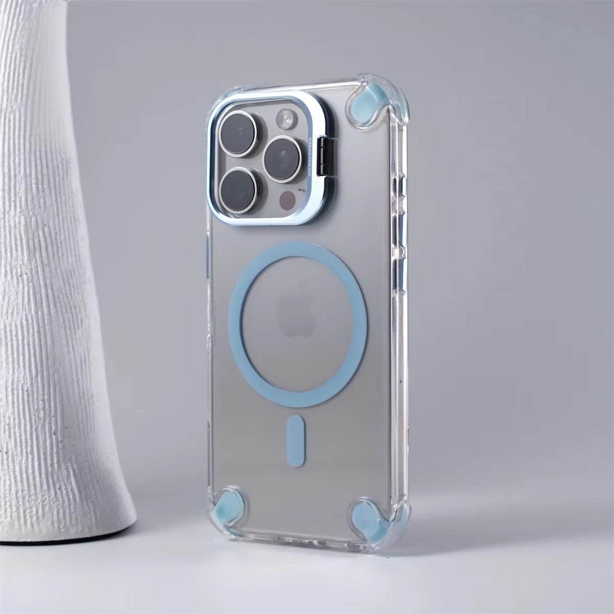 Luxury iPhone Case — Magnetic Shockproof Cover with MagSafe, Glass Lens Protector, Metal Stand, Anti-Scratch Dual-Layer PC+TPU Design