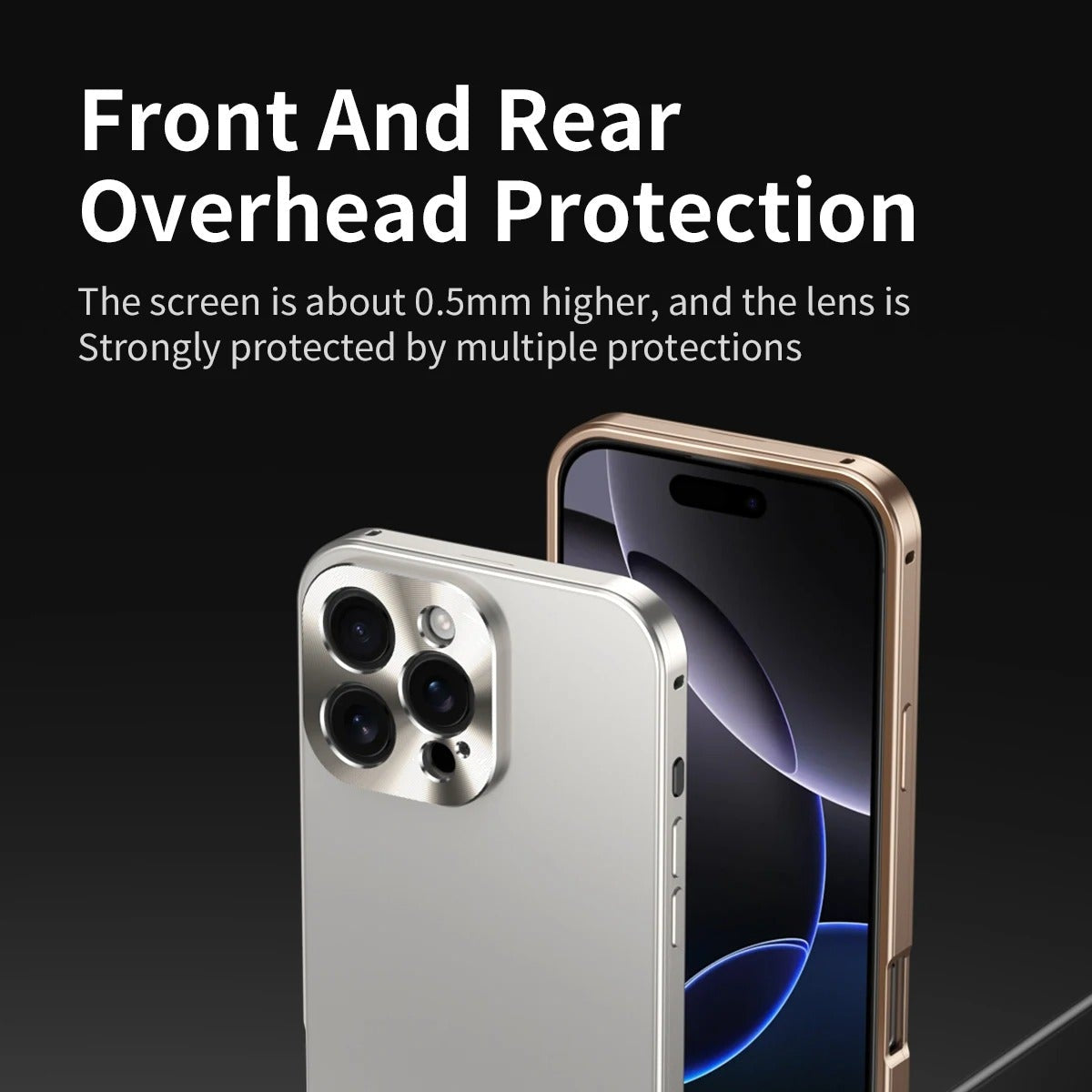 Luxury iPhone Case — Magnetic Shockproof Metal Back Cover with All-Aluminum Body, Matte Titanium Alloy Finish, Fill-Light Ring and Dustproof Dual-Layer Design