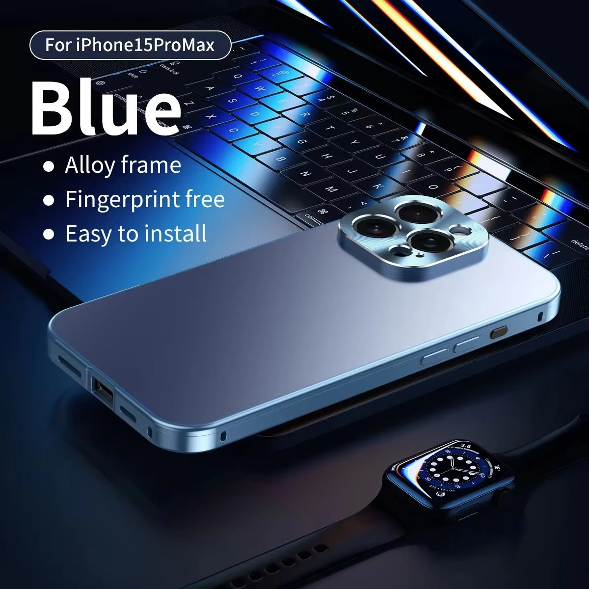 Luxury iPhone Case — Magnetic Shockproof Metal Back Cover with All-Aluminum Body, Matte Titanium Alloy Finish, Fill-Light Ring and Dustproof Dual-Layer Design