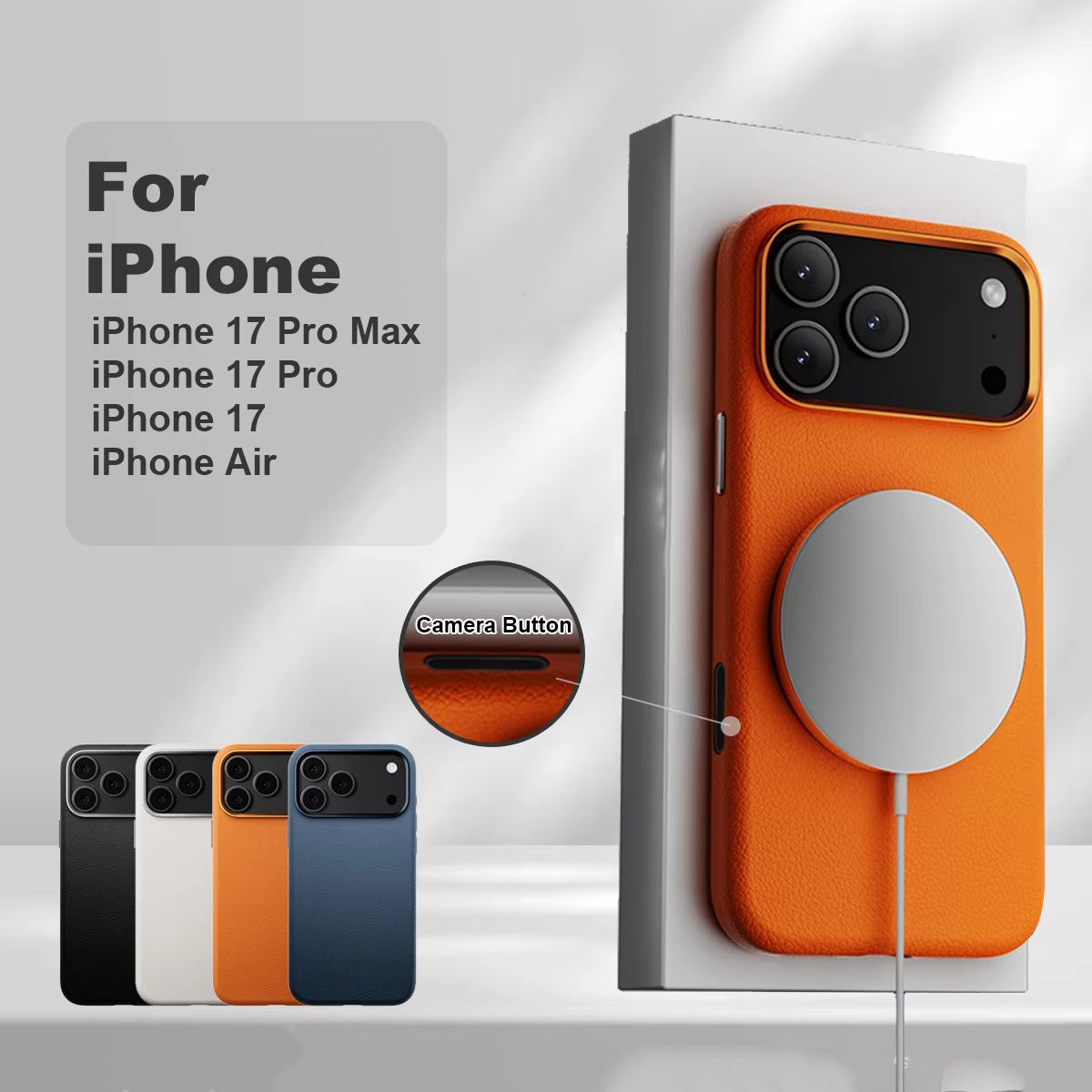 Luxury iPhone Case — Magnetic, Shockproof Leather Cover with MagSafe Wireless Charging Support and Integrated Camera Control Button