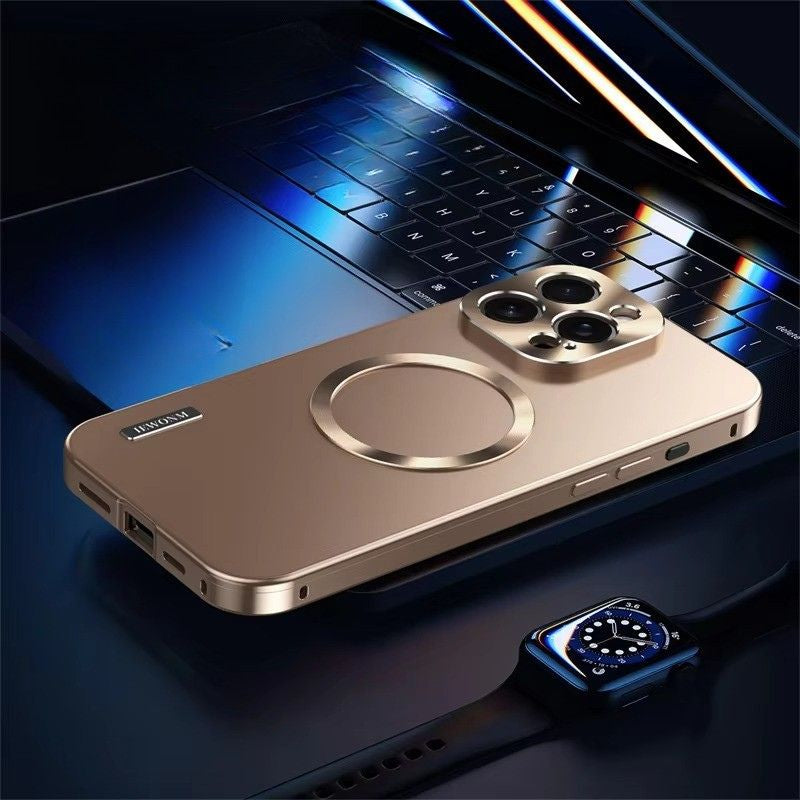 Luxury iPhone Case — Magnetic, Shockproof, Anti-Fingerprint, Anti-Scratch, Dustproof Non-Slip Ultra-Thin Matte Titanium Alloy Back Cover with All-Aluminum Metal Shell