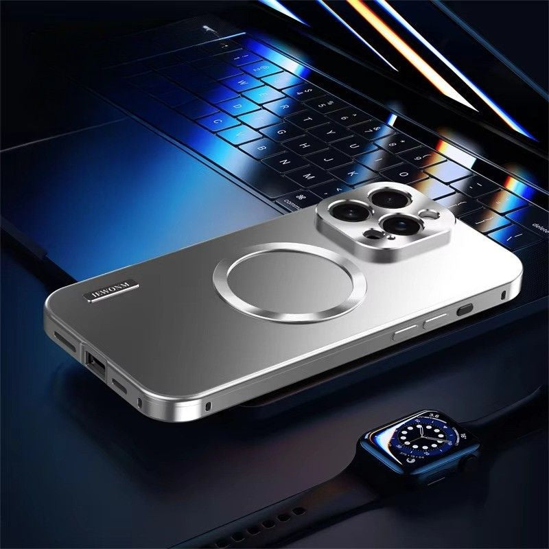 Luxury iPhone Case — Magnetic, Shockproof, Anti-Fingerprint, Anti-Scratch, Dustproof Non-Slip Ultra-Thin Matte Titanium Alloy Back Cover with All-Aluminum Metal Shell