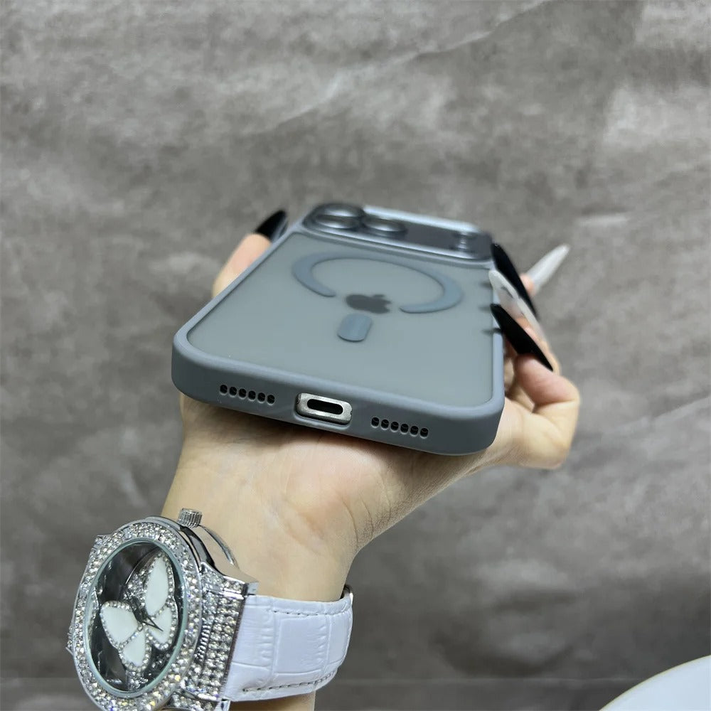 Luxury iPhone Case — Matte Magnetic Translucent Cover with MagSafe, Wireless Charging Support, Shockproof Anti-Fingerprint PC+TPU Design