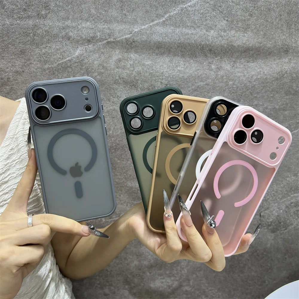 Luxury iPhone Case — Matte Magnetic Translucent Cover with MagSafe, Wireless Charging Support, Shockproof Anti-Fingerprint PC+TPU Design
