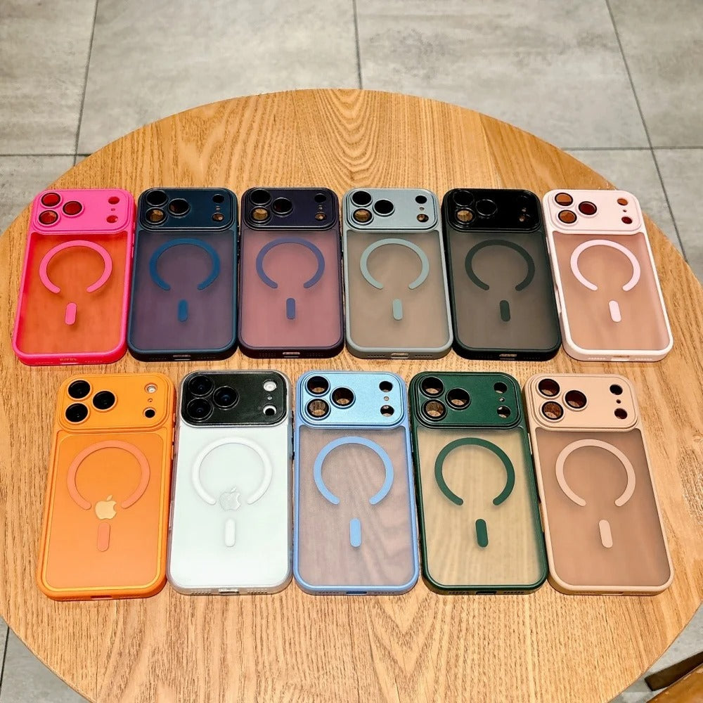 Luxury iPhone Case — Matte Magnetic Translucent Cover with MagSafe, Wireless Charging Support, Shockproof Anti-Fingerprint PC+TPU Design