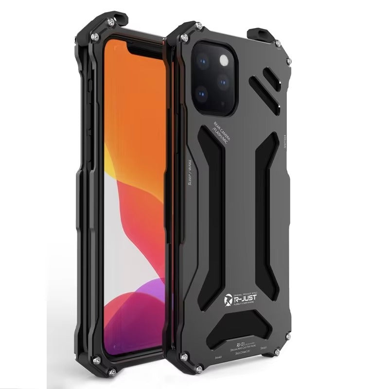 Luxury iPhone Case — Metal Armor Shockproof Cover with Heavy-Duty Anti-Scratch Anti-Fingerprint Design & Non-Slip Hard Protection