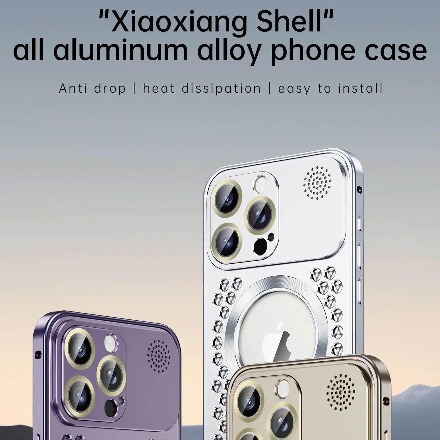 Luxury iPhone Case — Metal Heat-Dissipating Aluminum Cover, Magnetic, Magsafe Compatible, Shockproof, Lightweight, Anti-Fingerprint, Water-Resistant, Half-Wrapped Design