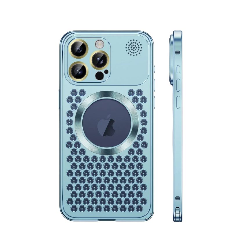 Luxury iPhone Case — Metal Heat-Dissipating Aluminum Cover, Magnetic, Magsafe Compatible, Shockproof, Lightweight, Anti-Fingerprint, Water-Resistant, Half-Wrapped Design