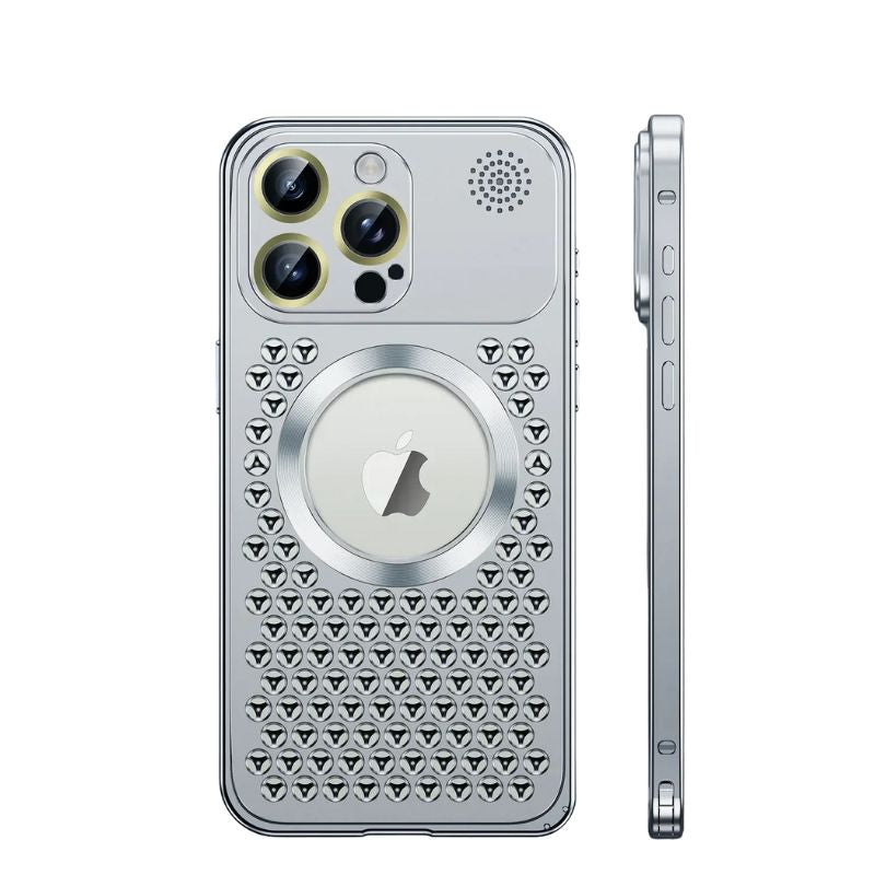 Luxury iPhone Case — Metal Heat-Dissipating Aluminum Cover, Magnetic, Magsafe Compatible, Shockproof, Lightweight, Anti-Fingerprint, Water-Resistant, Half-Wrapped Design
