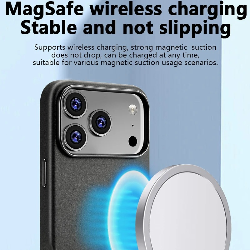 Luxury iPhone Case — Official MagSafe Leather Cover with Strong Magnetic Support, Half-Wrapped Shockproof Design for Apple iPhone 17 Pro Max and Plus