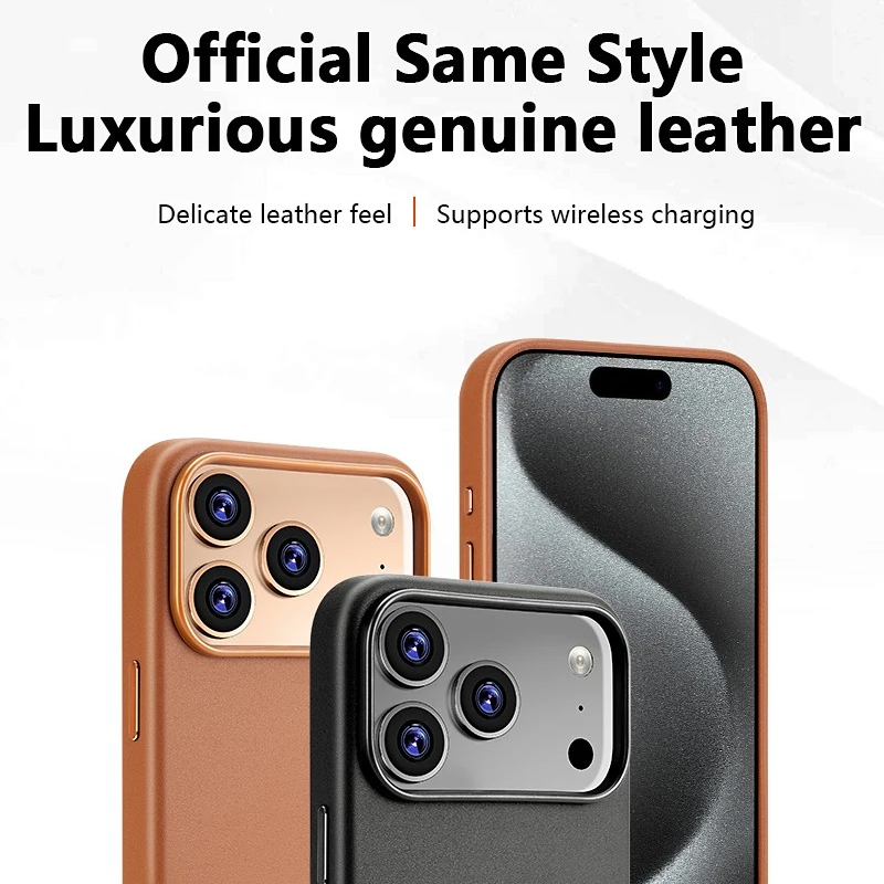 Luxury iPhone Case — Official MagSafe Leather Cover with Strong Magnetic Support, Half-Wrapped Shockproof Design for Apple iPhone 17 Pro Max and Plus